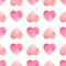 Seamless pattern with watercolor hearts. Hand drawn illustration. A cute  delicate print for Valentine s Day and wedding