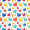 Seamless pattern with watercolor hearts, valentines day background, texture, wrapping. Vector eps10