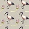 Seamless pattern watercolor with ibis, egyptian symbol