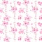 Seamless pattern of watercolor illustration of pink sakura blossoms