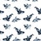 Seamless pattern with watercolor killer whales