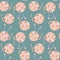 Seamless pattern with watercolor knitting elements: pink yarn and knitting needles