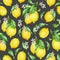 Seamless pattern with watercolor lemon tree branches