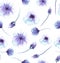 Seamless Pattern With Watercolor Light Lilac Flowers and Buds