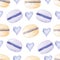 Seamless pattern with watercolor macarons