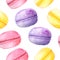 Seamless pattern with watercolor macarons