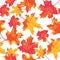 Seamless pattern of watercolor maple leaves. Autumn pattern.