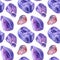 Seamless pattern watercolor mineral crystal purple amethyst isolated on white background. Hand-drawn treasure gemstone