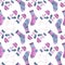 Seamless pattern with watercolor mitten and Christmas socks on white background.