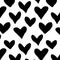 Seamless pattern of watercolor monochromatic hearts. llustration. Hand drawn elements,isolated on white. Wrappers, wallpapers,