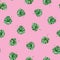 Seamless pattern with watercolor monstera leaves. Beautiful modern tropical texture. Green leaves on pink background