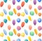 Seamless pattern with watercolor multi-colored balloons