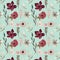 Seamless pattern - watercolor painted autumn flowers pattern