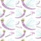 Seamless pattern Watercolor painted Funny bright cartoon insects collection. Dragonfly on withe background. Beautiful
