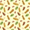 Seamless pattern with watercolor peanut elements