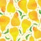 Seamless pattern with watercolor pears