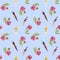 Seamless pattern with watercolor peonies. Hand drawn illustration is isolated on blue
