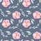 Seamless pattern of watercolor pink briar flowers and branches