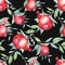 Seamless pattern with watercolor pomegranates (garnets)