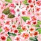 Seamless pattern watercolor primrose flowers