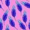 Seamless pattern with watercolor purple leaves