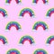 Seamless pattern with watercolor rainbows