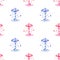 Seamless pattern with watercolor red and blue carousel from the amusement park