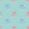 Seamless pattern with watercolor red and blue carousel from the amusement park