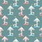 Seamless pattern with watercolor red and blue carousel with horses from the amusement park