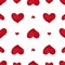 Seamless pattern of watercolor red hearts. Vector. Isolated background. Romantic ornament.