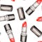 A seamless pattern with the watercolor red lipstick.