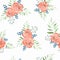 Seamless pattern with watercolor rose flower bouquet