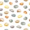 Seamless pattern with watercolor sea stones