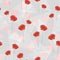 Seamless pattern of watercolor small wild red flowers and pink bouquet on a light linen gray background