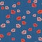 Seamless pattern of watercolor small wild red flowers and pink bouquets on a dark blue background