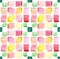 Seamless Pattern with Watercolor Squares in Fresh Colors
