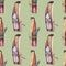 Seamless pattern watercolor stick of palo santo tree incense wood bandaged with crystal and herbs on green background