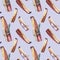 Seamless pattern watercolor stick of palo santo tree incense wood bandaged with crystal and herbs on grey background
