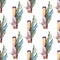 Seamless pattern watercolor stick of palo santo tree incense wood bandaged with crystal and herbs on white background