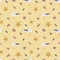 Seamless pattern with watercolor stones, shells, seagull, starfish. Hand drawn illustration isolated on beige. Sea template