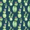 A seamless pattern with the watercolor various kinds of cactuses