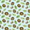 Seamless pattern with watercolor walnuts elements