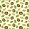 Seamless pattern with watercolor walnuts elements