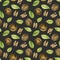 Seamless pattern with watercolor walnuts elements