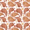 Seamless Pattern of Watercolor Yellow Paisley And Dots