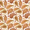 Seamless Pattern of Watercolor Yellow Paisley And Dots
