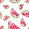 Seamless pattern with watermelon. Hand drawn watercolor watermelon background.
