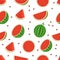 seamless pattern of watermelon sliced and random vector