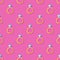 Seamless pattern with wedding ring and diamond on pink background. The ring on Valentine`s Day. Trending pattern for
