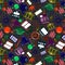 Seamless pattern Welcome back to school from a multicolored vector icons.
